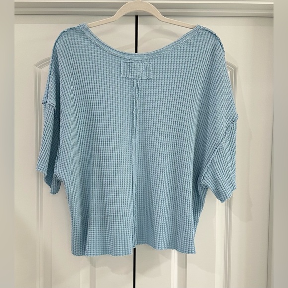 NWOT Anthropologie Pilcro Short-Sleeve Waffle Tee - Sky Blue - Picture 6 of 7